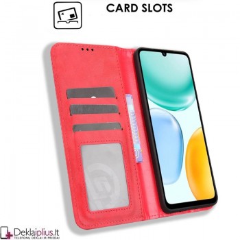 Dirbtinės odos atverčiamas dėklas su skyreliais - raudonas (Huawei Honor X5c Plus) Dirbtinės odos atverčiamas dėklas su skyreliais - raudonas (Huawei Honor X5c Plus)